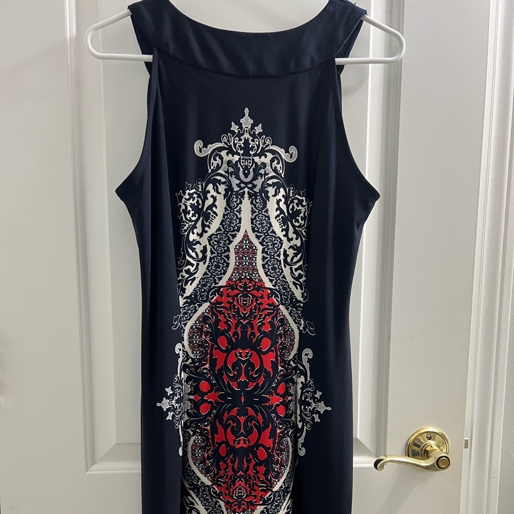 DB Established 1962 Sleeveless Dress embellished neckline Unique patterns size M - Picture 3 of 7
